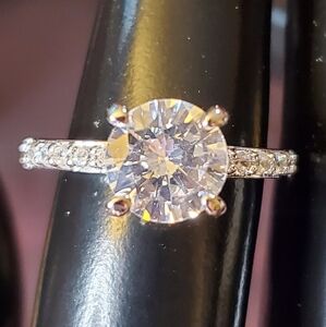 Sterling Silver 2 Carat Cubic Zirconia Ring. Size 6